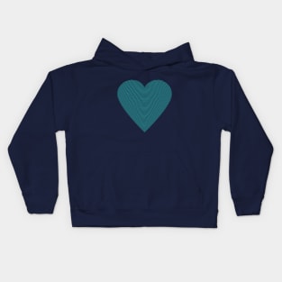 Stripes Heart Art Design Teal Kids Hoodie